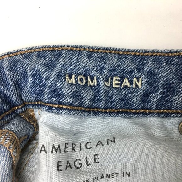 American Eagle Women's Mom Jeans Distressed Stretch size 000 length 26" - Picture 4 of 9